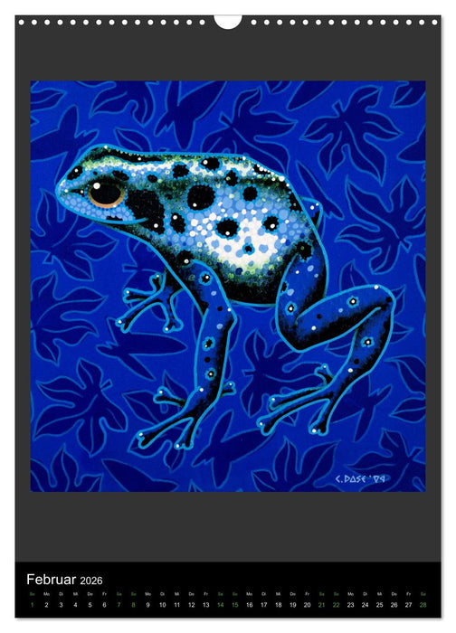 Acrylic paintings - Pfeilgiftfrösche und Chamäleons (CALVENDO Wandkalender 2026)