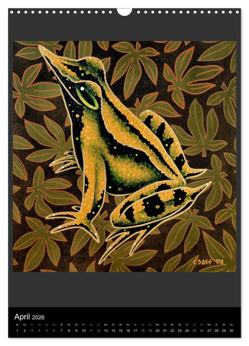 Acrylic paintings - Pfeilgiftfrösche und Chamäleons (CALVENDO Wandkalender 2026)