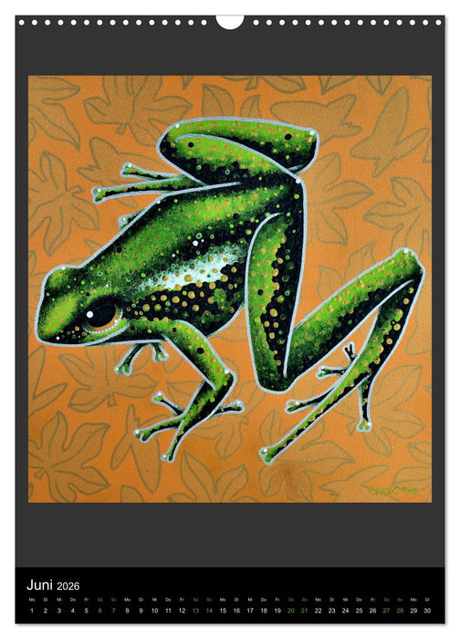 Acrylic paintings - Pfeilgiftfrösche und Chamäleons (CALVENDO Wandkalender 2026)