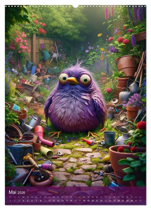 Gekritzel und Gefieder: Ein Jahr mit hässlichen Vögeln (CALVENDO Premium Wandkalender 2026)
