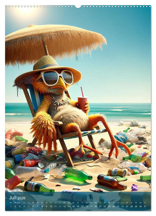 Gekritzel und Gefieder: Ein Jahr mit hässlichen Vögeln (CALVENDO Premium Wandkalender 2026)