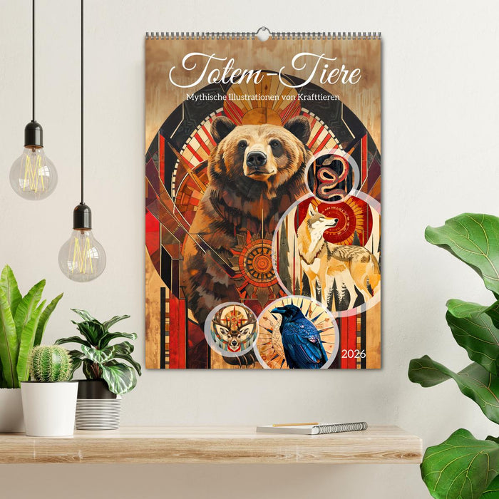 Totem-Tiere - Mythische Illustrationen von Krafttieren (CALVENDO Wandkalender 2026)