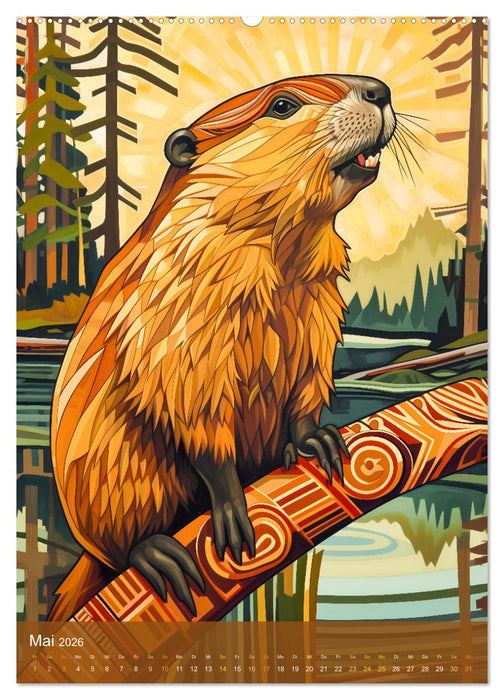 Totem-Tiere - Mythische Illustrationen von Krafttieren (CALVENDO Wandkalender 2026)