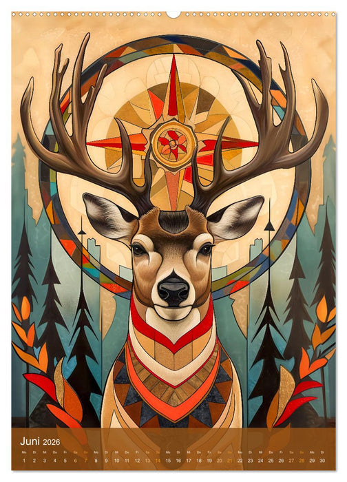 Totem-Tiere - Mythische Illustrationen von Krafttieren (CALVENDO Wandkalender 2026)