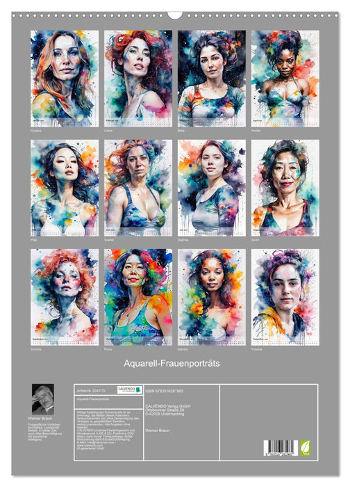 Aquarell-Frauenporträts (CALVENDO Wandkalender 2026)