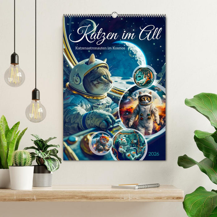 Katzen im All - Katzenastronauten im Kosmos (CALVENDO Wandkalender 2026)