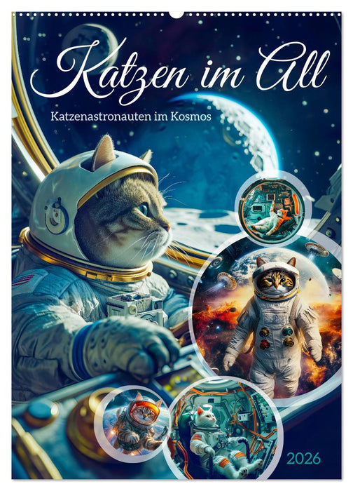 Katzen im All - Katzenastronauten im Kosmos (CALVENDO Wandkalender 2026)
