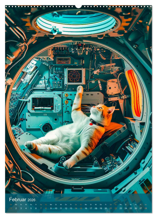 Katzen im All - Katzenastronauten im Kosmos (CALVENDO Wandkalender 2026)