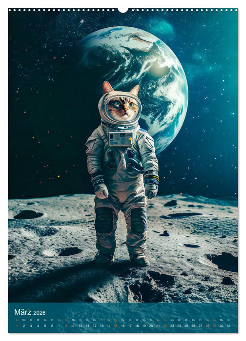 Katzen im All - Katzenastronauten im Kosmos (CALVENDO Wandkalender 2026)