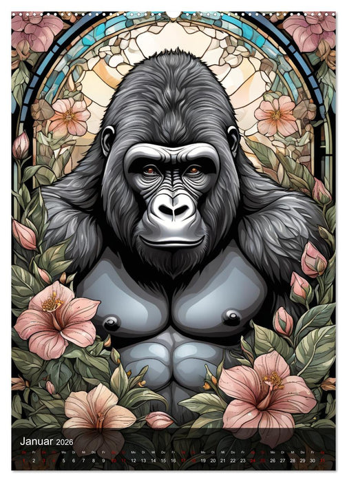 Wildtiere und Glaskunst im Tiffany Stil (CALVENDO Wandkalender 2026)