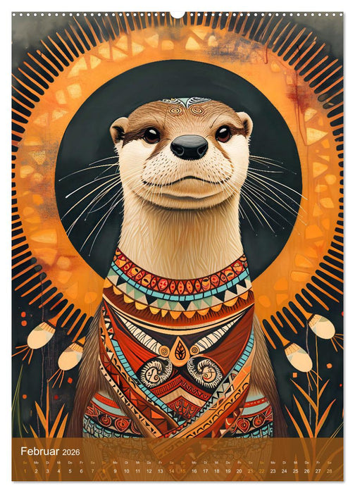 Totem-Tiere - Mythische Illustrationen von Krafttieren (CALVENDO Premium Wandkalender 2026)