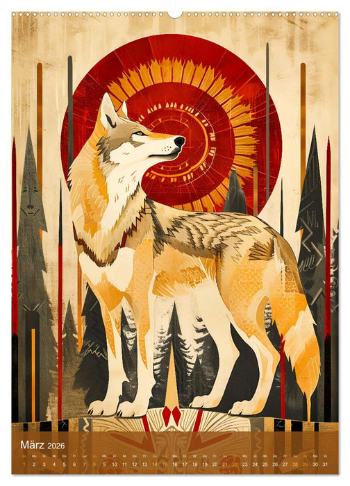 Totem-Tiere - Mythische Illustrationen von Krafttieren (CALVENDO Premium Wandkalender 2026)