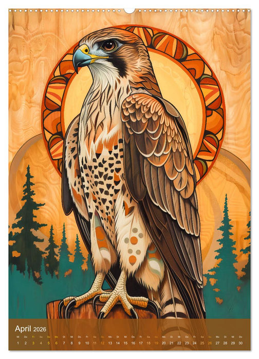 Totem-Tiere - Mythische Illustrationen von Krafttieren (CALVENDO Premium Wandkalender 2026)