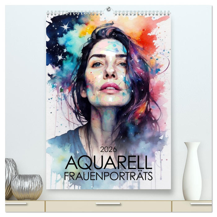 Aquarell-Frauenporträts (CALVENDO Premium Wandkalender 2026)