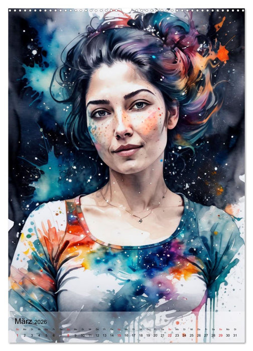 Aquarell-Frauenporträts (CALVENDO Premium Wandkalender 2026)