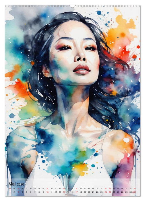 Aquarell-Frauenporträts (CALVENDO Premium Wandkalender 2026)
