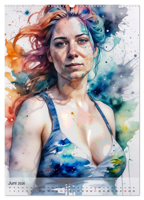 Aquarell-Frauenporträts (CALVENDO Premium Wandkalender 2026)