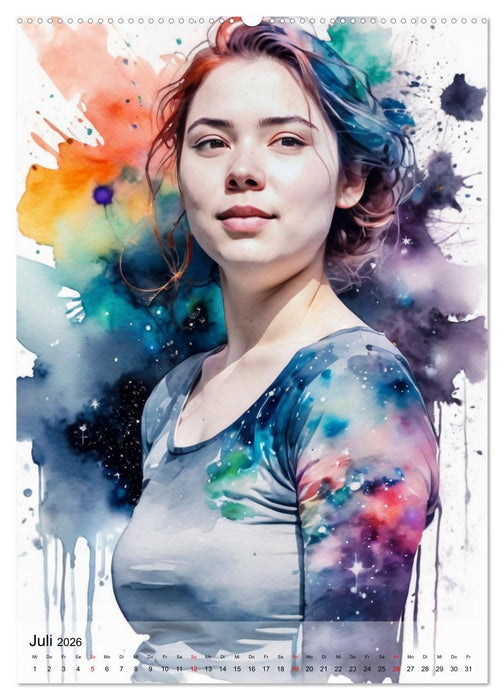 Aquarell-Frauenporträts (CALVENDO Premium Wandkalender 2026)