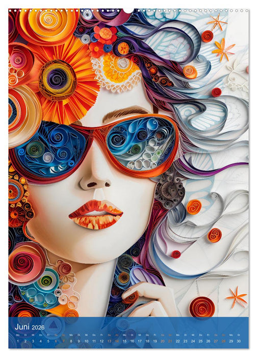 Quilling-Kunst - Elegante Frauenporträts aus Papierstreifen (CALVENDO Premium Wandkalender 2026)