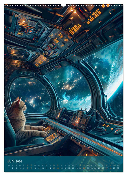 Katzen im All - Katzenastronauten im Kosmos (CALVENDO Premium Wandkalender 2026)