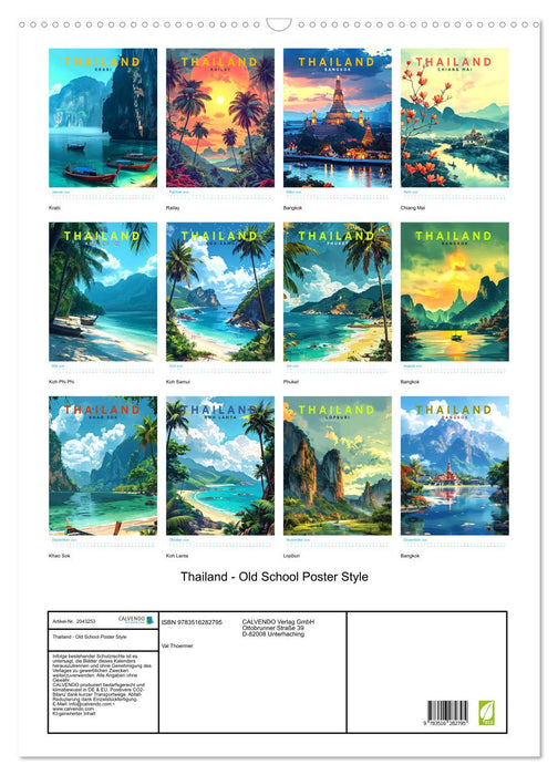 Thailand - Old School Poster Style (CALVENDO Wandkalender 2026)