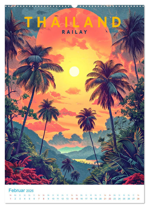 Thailand - Old School Poster Style (CALVENDO Wandkalender 2026)