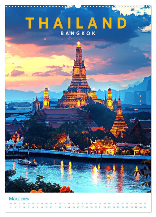 Thailand - Old School Poster Style (CALVENDO Wandkalender 2026)