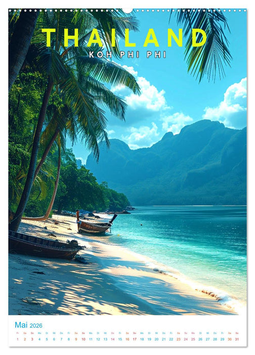 Thailand - Old School Poster Style (CALVENDO Wandkalender 2026)