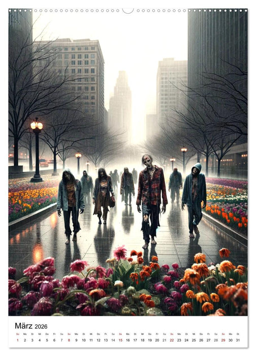 Zombies Zeitgeist - KI generierte Momente der Untoten (CALVENDO Premium Wandkalender 2026)