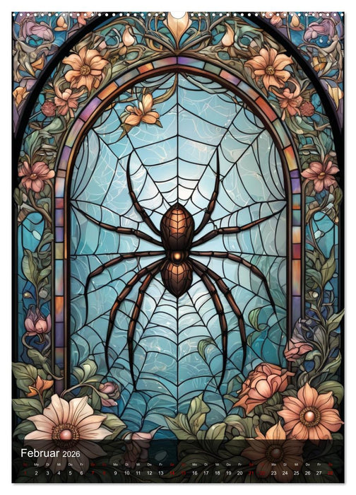 Wildtiere und Glaskunst im Tiffany Stil (CALVENDO Premium Wandkalender 2026)