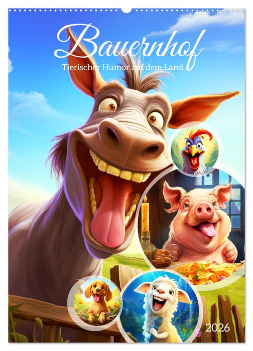 Bauernhof. Tierischer Humor auf dem Land (CALVENDO Wandkalender 2026)