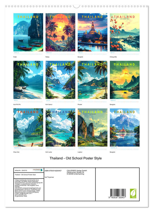 Thailand - Old School Poster Style (CALVENDO Premium Wandkalender 2026)