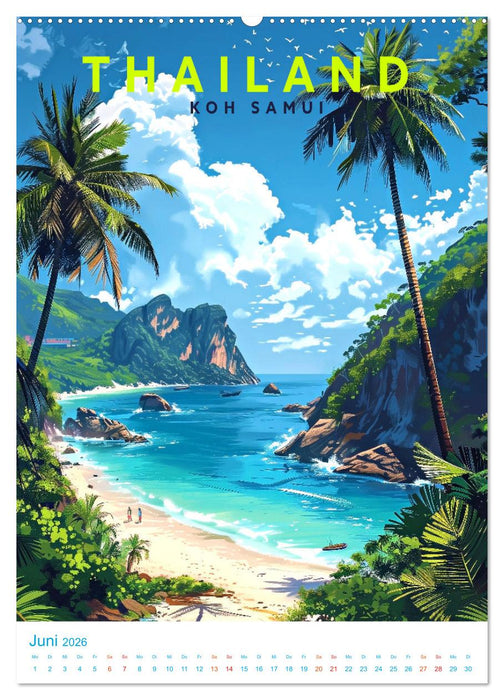 Thailand - Old School Poster Style (CALVENDO Premium Wandkalender 2026)