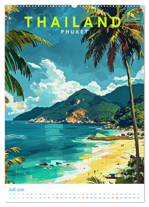 Thailand - Old School Poster Style (CALVENDO Premium Wandkalender 2026)