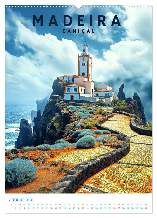Madeira - Old School Poster Style (CALVENDO Premium Wandkalender 2026)