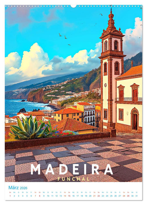 Madeira - Old School Poster Style (CALVENDO Premium Wandkalender 2026)