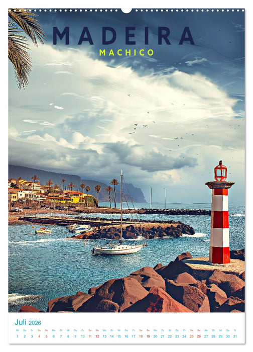 Madeira - Old School Poster Style (CALVENDO Premium Wandkalender 2026)