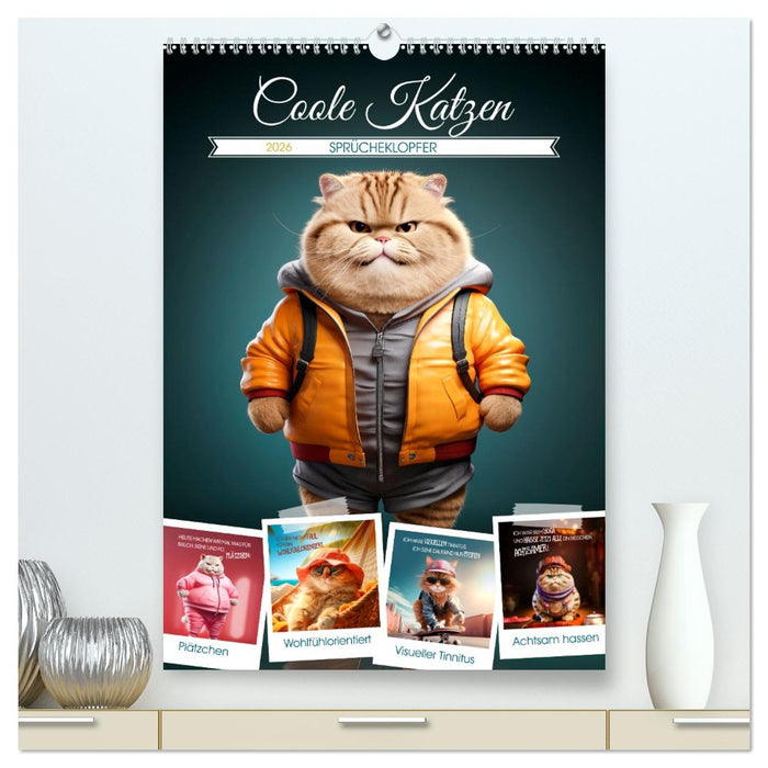 COOLE KATZEN Sprücheklopfer (CALVENDO Premium Wandkalender 2026)