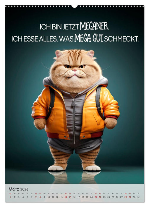 COOLE KATZEN Sprücheklopfer (CALVENDO Premium Wandkalender 2026)