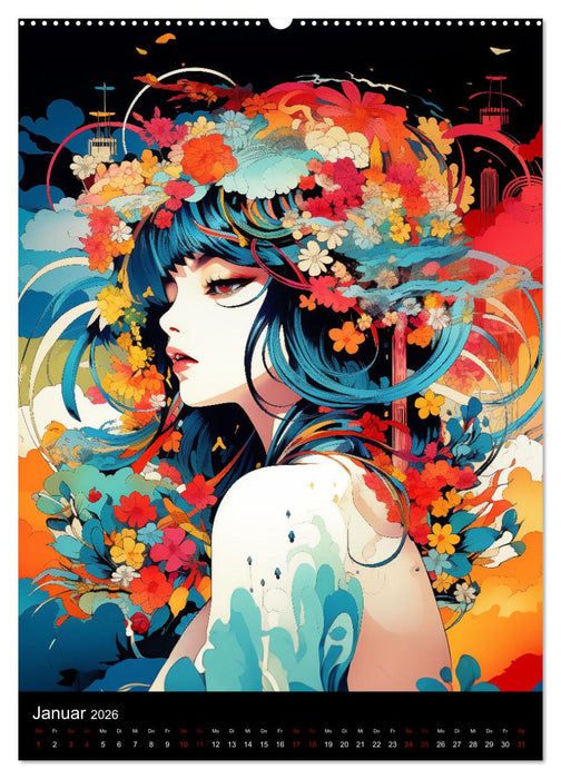 Manga Flower Girls (CALVENDO Wandkalender 2026)