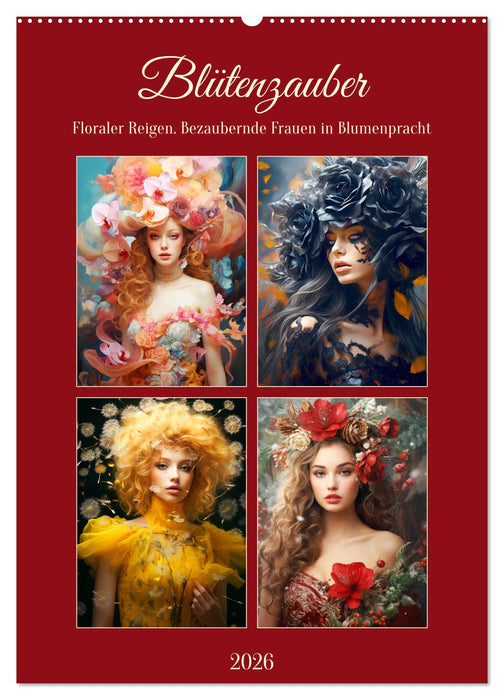 Blütenzauber. Floraler Reigen. Bezaubernde Frauen in Blumenpracht (CALVENDO Wandkalender 2026)
