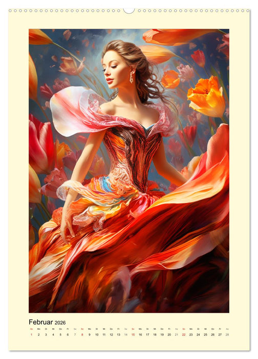 Blütenzauber. Floraler Reigen. Bezaubernde Frauen in Blumenpracht (CALVENDO Wandkalender 2026)