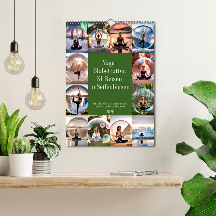 Yoga-Globetrotter: KI-Reisen in Seifenblasen. Ein Jahr der Harmonie an den schönsten Orten der Welt (CALVENDO Wandkalender 2026)