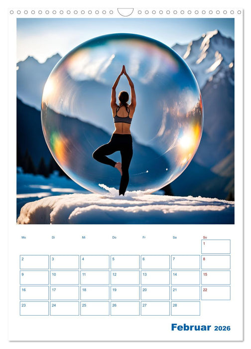 Yoga-Globetrotter: KI-Reisen in Seifenblasen. Ein Jahr der Harmonie an den schönsten Orten der Welt (CALVENDO Wandkalender 2026)