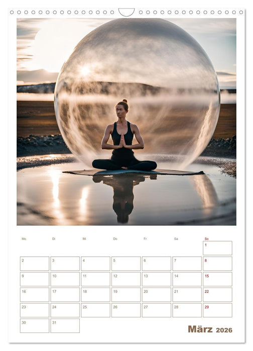 Yoga-Globetrotter: KI-Reisen in Seifenblasen. Ein Jahr der Harmonie an den schönsten Orten der Welt (CALVENDO Wandkalender 2026)