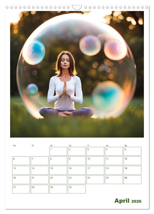 Yoga-Globetrotter: KI-Reisen in Seifenblasen. Ein Jahr der Harmonie an den schönsten Orten der Welt (CALVENDO Wandkalender 2026)