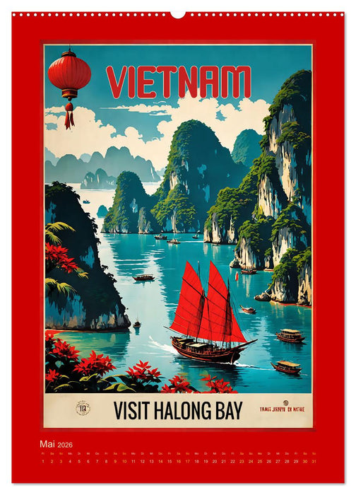 World Travel Poster - nostalgische Reise um die Welt (CALVENDO Wandkalender 2026)