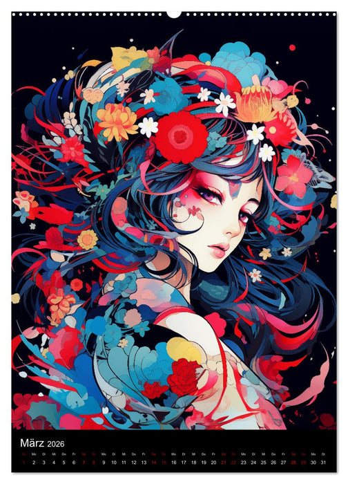 Manga Flower Girls (CALVENDO Premium Wandkalender 2026)