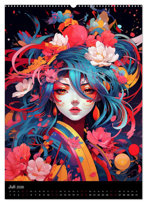 Manga Flower Girls (CALVENDO Premium Wandkalender 2026)