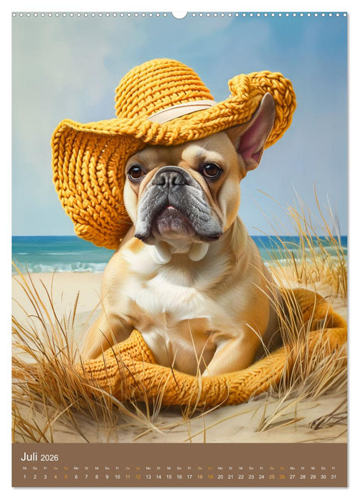 Frenchie Couture - Französische Bulldoggen in Strick-Chic (CALVENDO Premium Wandkalender 2026)